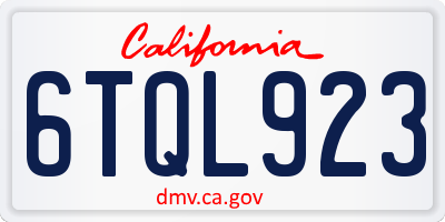 CA license plate 6TQL923