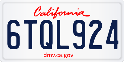 CA license plate 6TQL924