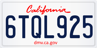 CA license plate 6TQL925