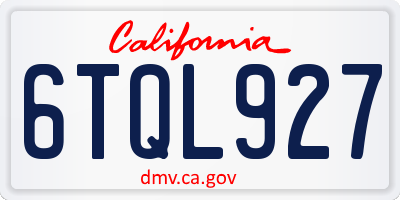 CA license plate 6TQL927