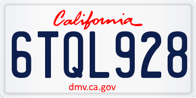 CA license plate 6TQL928