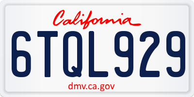 CA license plate 6TQL929