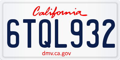 CA license plate 6TQL932