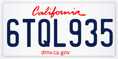 CA license plate 6TQL935