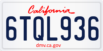 CA license plate 6TQL936