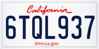 CA license plate 6TQL937