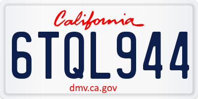 CA license plate 6TQL944