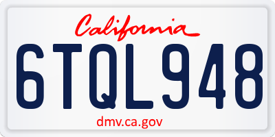 CA license plate 6TQL948