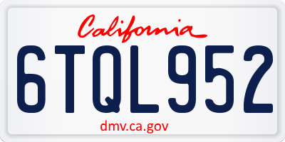 CA license plate 6TQL952