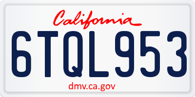 CA license plate 6TQL953