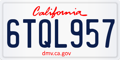 CA license plate 6TQL957