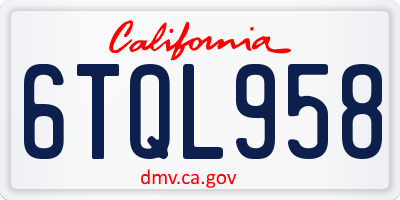CA license plate 6TQL958