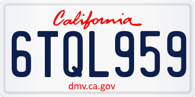 CA license plate 6TQL959