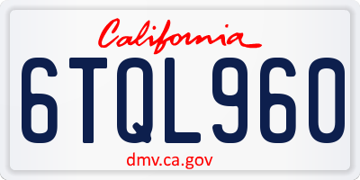 CA license plate 6TQL960