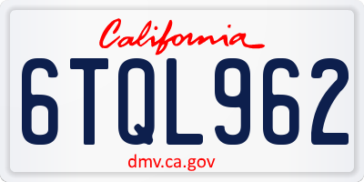 CA license plate 6TQL962