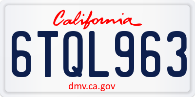 CA license plate 6TQL963