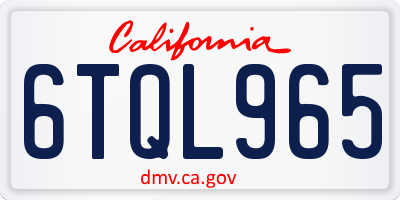 CA license plate 6TQL965