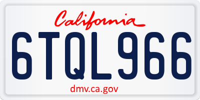 CA license plate 6TQL966
