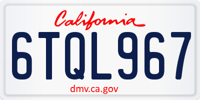 CA license plate 6TQL967