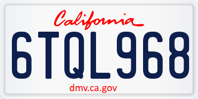 CA license plate 6TQL968