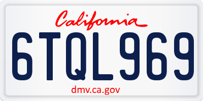 CA license plate 6TQL969