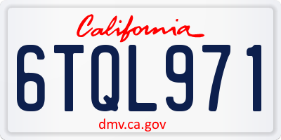 CA license plate 6TQL971
