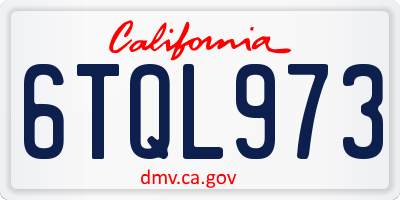 CA license plate 6TQL973