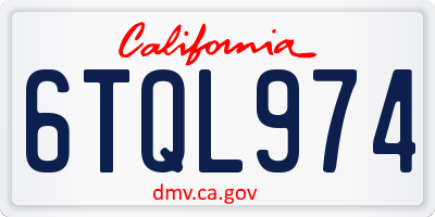 CA license plate 6TQL974