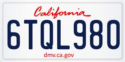 CA license plate 6TQL980