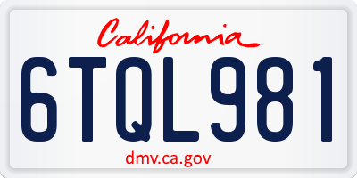 CA license plate 6TQL981