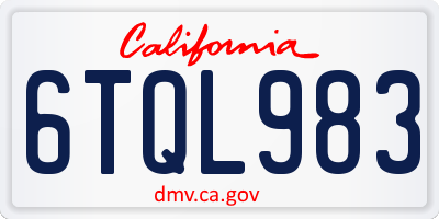 CA license plate 6TQL983