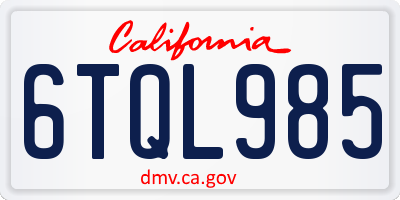 CA license plate 6TQL985