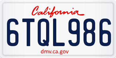 CA license plate 6TQL986