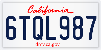 CA license plate 6TQL987