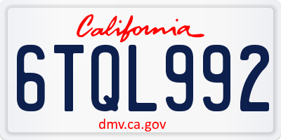 CA license plate 6TQL992
