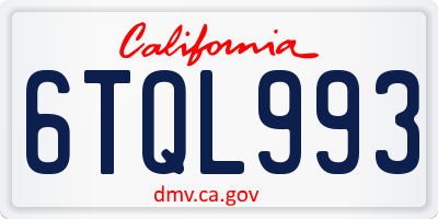 CA license plate 6TQL993