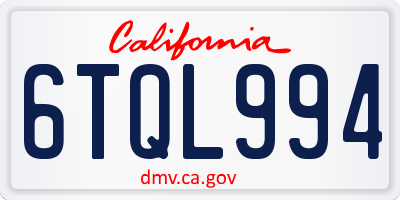 CA license plate 6TQL994