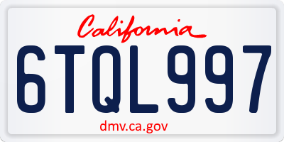 CA license plate 6TQL997