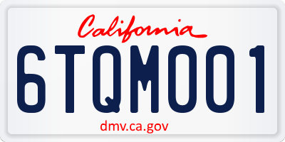 CA license plate 6TQM001