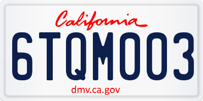 CA license plate 6TQM003