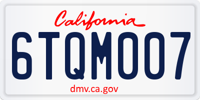 CA license plate 6TQM007