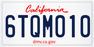 CA license plate 6TQM010