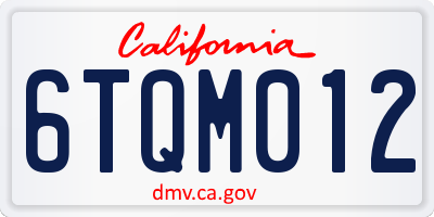 CA license plate 6TQM012