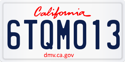 CA license plate 6TQM013