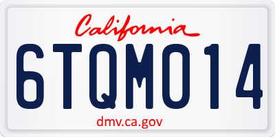 CA license plate 6TQM014