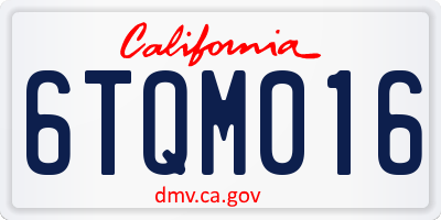 CA license plate 6TQM016