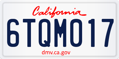 CA license plate 6TQM017