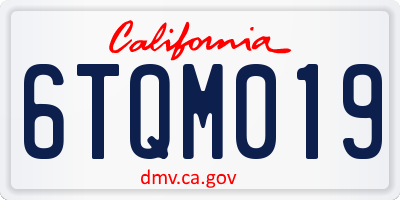 CA license plate 6TQM019
