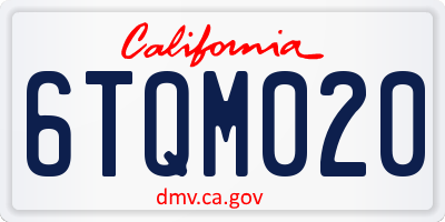 CA license plate 6TQM020