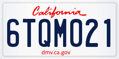 CA license plate 6TQM021